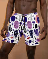 Big & Tall Men's Daily Leisure Hawaii. Irregular Abstract Floral Print Casual Shorts